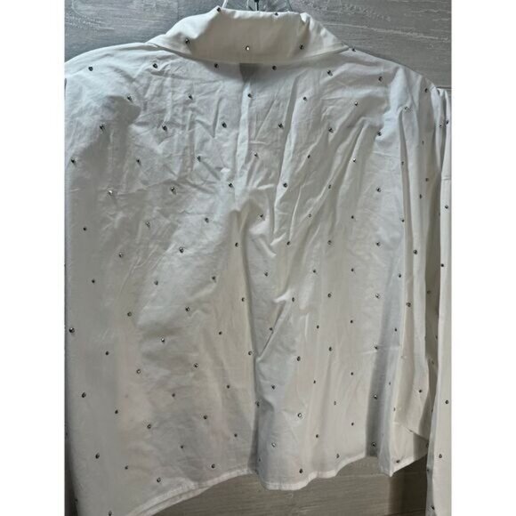NWT Forever 21 Embellished White Crop‎ Shirt Large - Picture 4 of 6